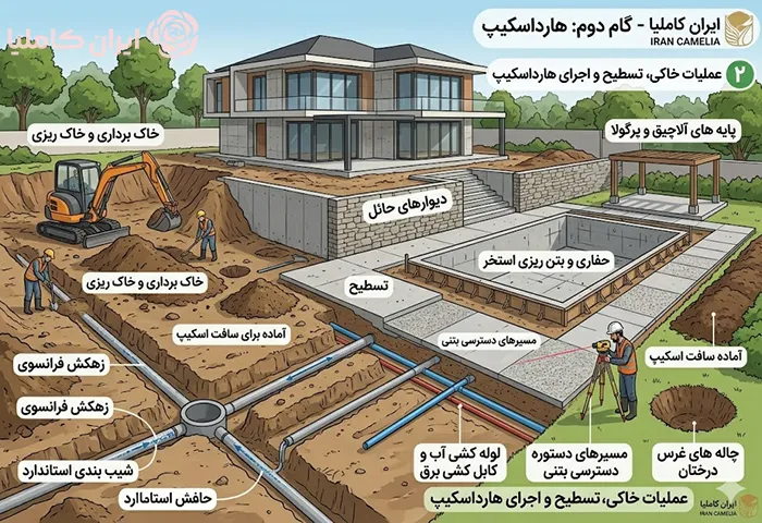 فضاسازی حیاط ویلا